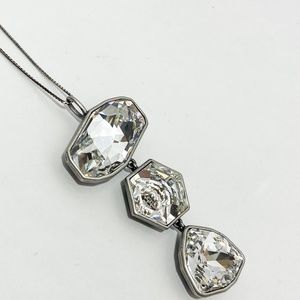 Touchstone Crystal by Swarovski Clear 3 Pendant Necklace